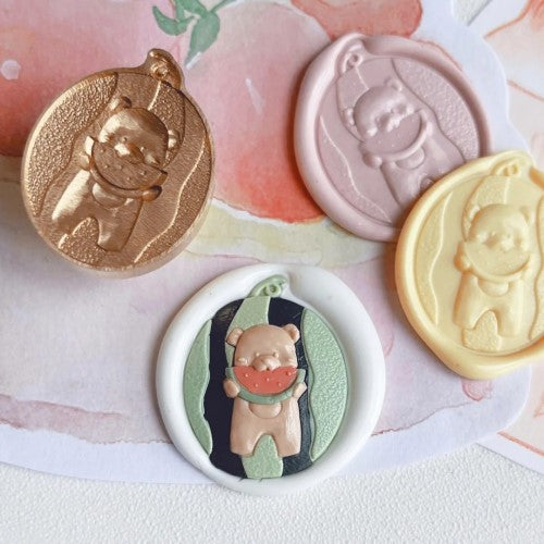 Little Bear Eats Watermelon Wax Seal Stamp