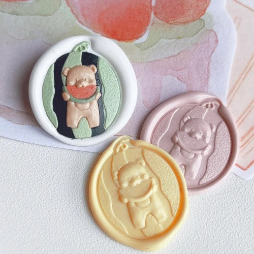 Little Bear Eats Watermelon Wax Seal Stamp