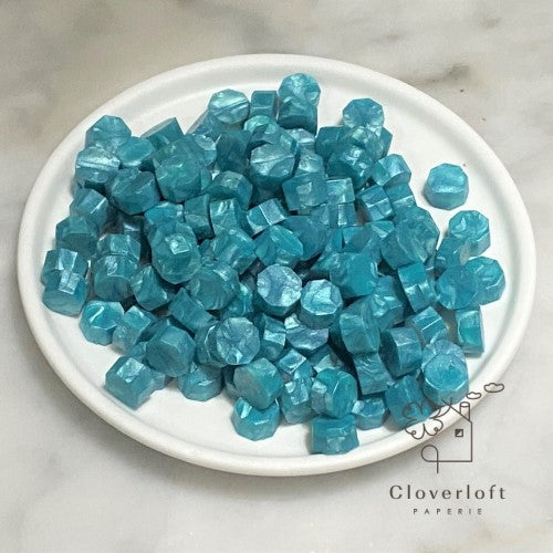 Glossy Blue Wax Seal Beads