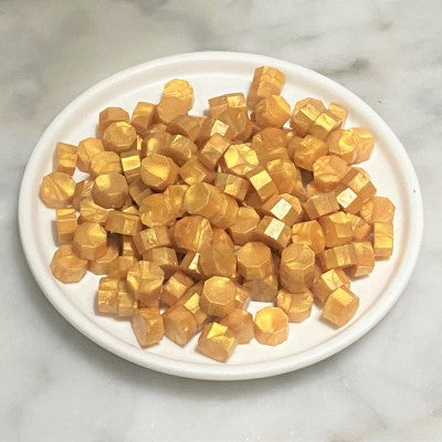 Amber Gold Wax Seal Beads